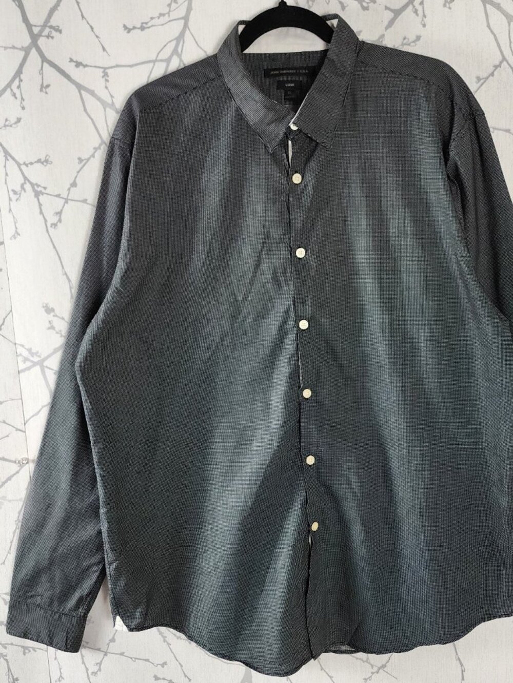 John Varvatos Luxe Gray Micro Checks 100% Cotton Shirt